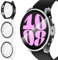 ivoler 3 Pièces Dur PC Coque avec Protection écran en Verre Trempé pour Samsung Galaxy Watch 6 44mm, Couverture Complète Étui de Protection Anti-Rayures Bumper Housse (2 Transparent + 1 Noir)