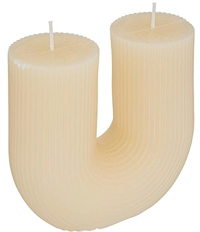 Atmosphera - U-förmige Kerze Demi Elfenbeinweiß - 400g - Weißes Elfenbein