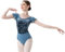 flexdans Damen Ballettanzug, Ballett Trikot Ballettbody Tanz Body Gymnastikanzug Trikot Kurzarm Bodysuit für Erwachsene (D037-Blau-S)