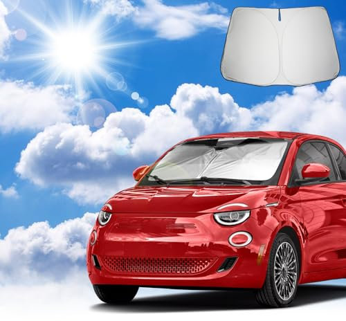 Coleya Parasol para Coche Compatible con Fiat 500 Abarth 595 2017-2025, Parasol para Parabrisas Delantero de Coche, Accesorios Fiat 500 Protección Solar, Protección UV, Plegable