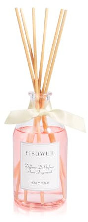 YISOWUH Raumduft-Duftstäbchen-Diffuser – Süßer Pfirsich – 250 ml Duftstäbchen-Diffusor-Set mit ätherischen Ölen und 8 Stäbchen, langanhaltender Duft für Zuhause, Badezimmer, Schlafzimmer, Zimmer
