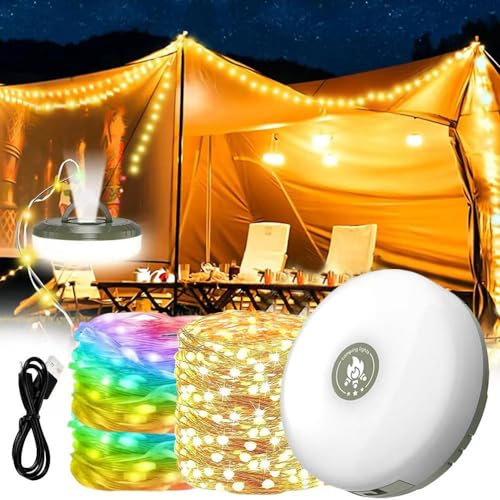 Camping Lichterkette Aufrollbar,Campinglampe mit 10m led lichterkette,Tragbare camping lichterkette,Led lichterkette außen camping usb,Ausziehbare lichterkette camping,Campingleuchte lichterkette