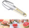 Ellxen Coupe-pastèque 3 en 1 en acier inoxydable, Trancheuse - Avec emporte-pièce pour melon et fourchettes à fruits - Coupe-fruits - Pour pastèque, melon (beige)