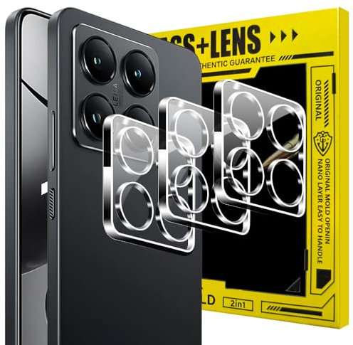 Lemxiee 3 Pezzi Fotocamera Pellicola Protettiva Vetro Temperato per Xiaomi 14T Pro,HD Anti Graffio Ultra Resistente