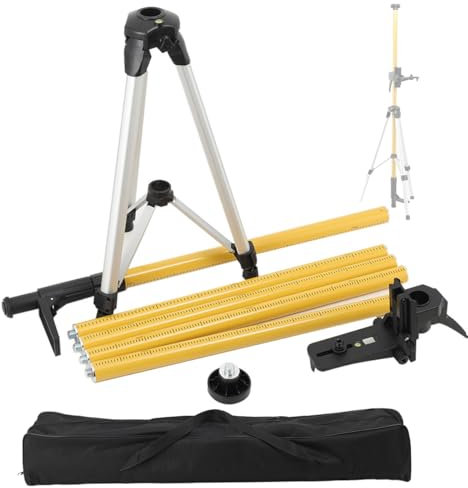 Lfhelper Laser Teleskopstange 3,6m/11.8ft für Rotationslaser und Linienlaser Lasermontagestange mit Stativ Einstellbare Laserhalterung mit 1/4-20 Außengewinde und 5/8-11 Gewindeadapter