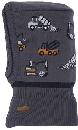 maximo Kinder-Sturmhaube, Graphit oder Graphitblau, Baufahrzeug-Motiv, doppelwandig gefüttert, Made in Germany (DE/NL/SE/PL, Numerisch, 49, Graphit)