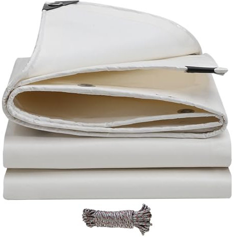 Bâche Étanche Forte avec Oeillets 2.4 x 3.5 m Imperméable et Lavable, Angles Renforcés, Rectangulaire Couverture Étanche D'Extérieur pour Serre Jardin Pergola Piscine, Blanc