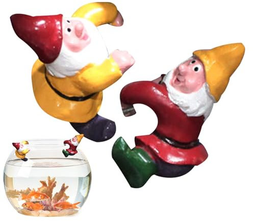 Blumentopf Hugger – 2 x Miniatur-Set, niedliche Kletter-Zwerge, Kunstharz