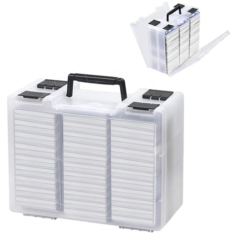 Risou Trading Card Storage Case for PTCG, MTG, OCG, Basketball, Football, Sports Cards and all Standard Size Game Cards,Large Portable Double-Sided Deck Box for 3200+ Cards(Case Only)(Transparency)