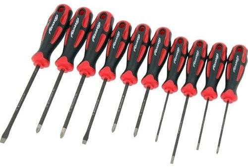 Neilsen CT6010-10pc Diamond Tipped Screwdriver Set S2 Steel with Parallel, Flared, PZ and PH Drivers for Automotive, Electronics and DIY Repair