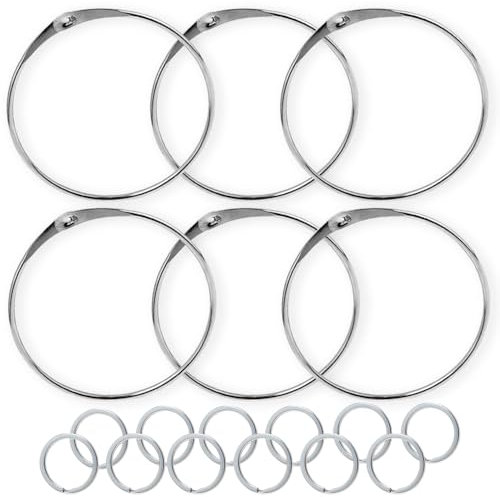 Neikafan 6 PCS 120mm Grand Anneau Porte Clé et 12 PCS 30mm Métal Anneau Porte Clef Metallique Porte-Clés Organiseur De Clef pour pour Accrocher Les Clés,Vêtements,Rideau De Douche