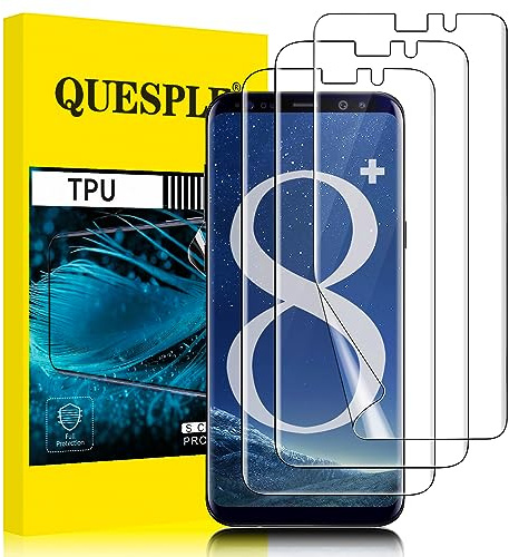QUESPLE [3 Stück] TPU Schutzfolie für Samsung Galaxy S8 Plus Folie, Anti-Kratzen, HD Klar Blasenfreie Weich Samsung S8 Plus Display Schutz, Fingerabdruck-ID Unterstützen