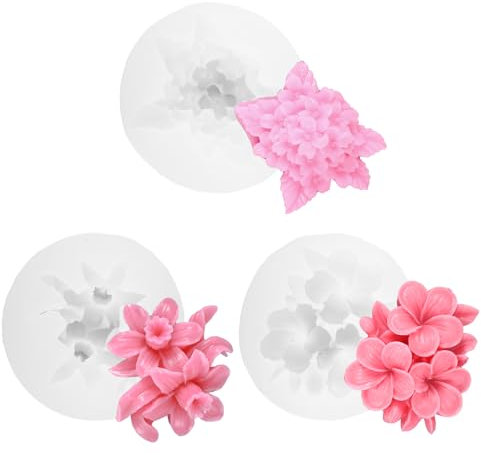 3 stampi per candele in silicone, stampi in silicone, fiori Juxtaposites ortensia, utilizzati per candele, sapone, cioccolatini, fondenti, torte e altri lavori fai da te