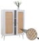 Mendler Highboard HWC-M38, Kommode Schrank Sideboard, Staufächer, Kubu Rattan Holz 106x80x41cm - weiß