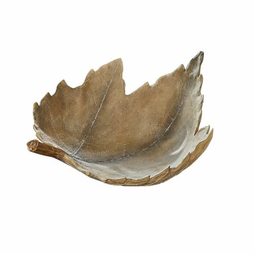 Loberon Deko-Schale Vibius, beige | Schale Vibius - Detailreiche Blattstruktur - Imposante Größe - Charmante Herbstdekoration - Wohnaccessoire - Polyresin