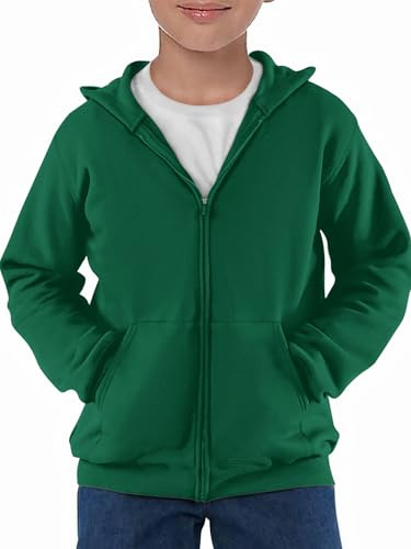 Haloumoning Felpa con cappuccio, a maniche lunghe, con cerniera, per bambini, tinta unita, sportiva, casual, con chiusura lampo