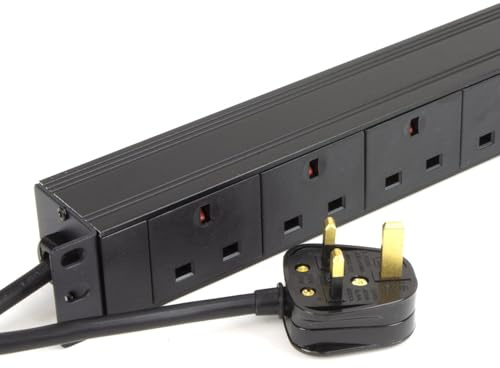 kenable PDU 8 Way UK Sockets Power Distribution Unit 19 Inch Rack Mount Horizontal 1U Switched 13A with 3m Cable Without Surge Protection