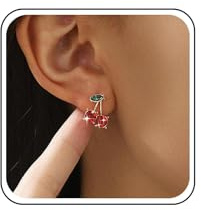 Cybche Vintage Rote Rubin Kirsche Ohrringe Süße Rote Kristall Kirsche Ohrstecker Funkelnde Strass Cz Süße Frucht Ohrring Minimalistischen Ohrring Schmuck Für Frauen