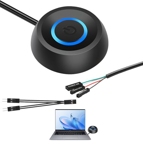 Fogbush Pc Power Button,PowerSwitch，Computer-zubehör,Pc Teile Supply,Desktop Computer Mainboard Switch Externer Remote Start,Mit 2m Externer VerläNgerungskabel Startknopf, Led-Licht(Schwarz)