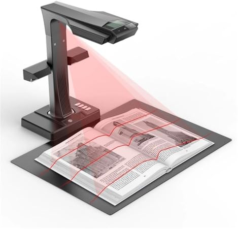 Escáner de Documentos for Libros, cámara portátil de 24MP, tamaño A3 con lámpara de Escritorio Led OCR Inteligente for Oficina en casa Familiar,Máxima flexibilidad