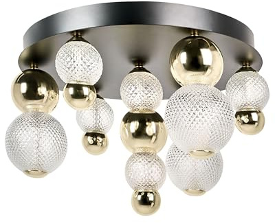 Beliani Deckenlampe Glaskugeln gold rund glamourös Deckenleuchte Sora