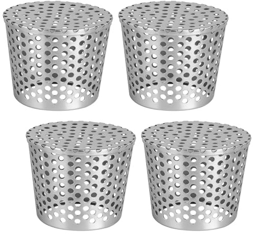 lalago 4 Pezzi Protezione per Tubo di Scarico in Acciaio Inox 75-90mm, Filtro Griglia per Grondaia, Protezione dalle Foglie per Pluviale Esterno, Griglia Terrazzo per Tetto Piano Iltrare Foglie Rami