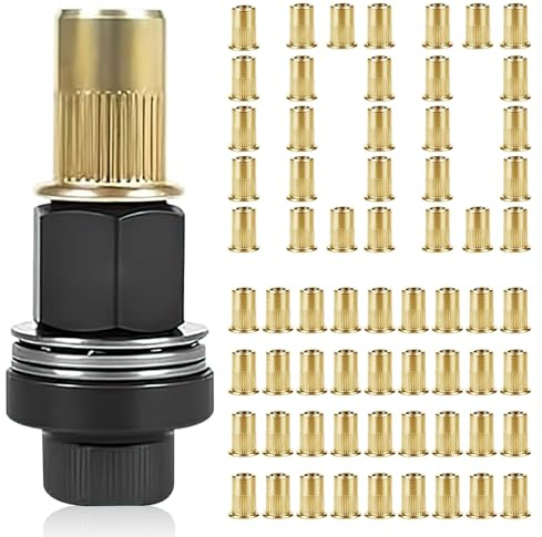 KOVSGQ Remachadora de Tuercas Remachables Remaches Roscados Tuerca Remachable Remache Tuerca 101Stk M5 Juego de Cabezales Para Remachar a Mano Remachadora Manual de Cabezales kit Contiene 100 Tuercas