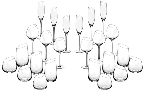 Bjorn SVÄVA Gläser-Set 24-teilig – Design Service aus bleifreiem Kristallglas für Wasser, Wein & Sekt – Modernes Tisch- und Geschirrset