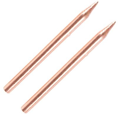 Spot Welder Electrode Tips, 2PCS Aluminum Oxide Copper Tips for Handheld Lithium Battery Spot Welders, 50mm × 3mm Double-End Wear-Resistant