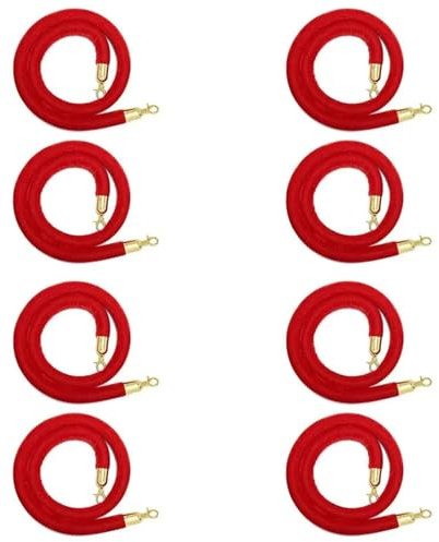 SNDISNV Paquet de 8 cordes chandelier en velours avec crochets dorés, corde contrôle des foules, barrière sécurité, décoration tapis rouge, 5 pieds Pour Salons HôTels