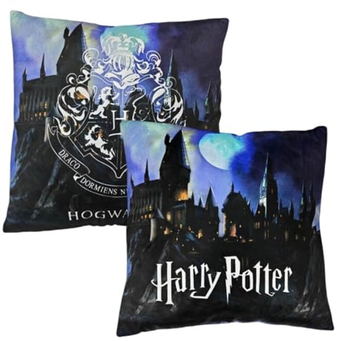 Aymax Harry Potter Hogwarts Kissen 40x40 cm, beidseitig bedrucktes Dekokissen aus 100% Polyester, Zauberer Fan-Kopfkissen für Sofa, Bett & Jugendzimmer