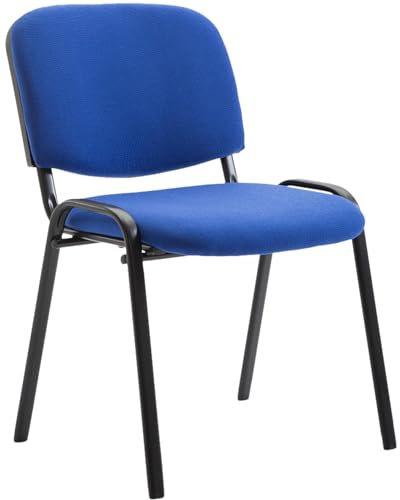 CLP Stapelbarer Besucherstuhl Ken Stoff I Komfortable Polsterung Mit Metallgestell Und Rückenlehne I Stabil, Für Wartezimmer Und Konferenz-Raum, Farbe:blau