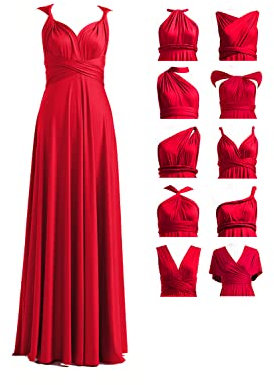 72styles Infinity Kleid mit Bandeau, wandelbares Brautjungfernkleid, lang, Übergröße, Mehrwege-Kleid, Twist-Wickelkleid, Rot/Ausflug, einfarbig (Getaway Solids), Einheitsgröße