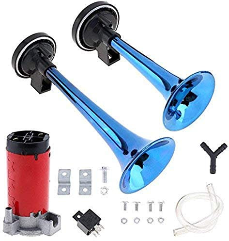 ECOSWAY 12 V 178 dB Universal Super Loud Car Dual Horn Set Compresor Dual Tono Cromo Air Trumpet Coche, Truck,Train,Motocicleta, Vehículos, Barco ect