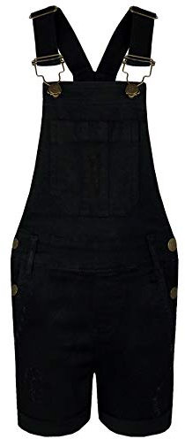A2Z 4 Kids Girls Shorts Dungaree Denim Ripped Stretch Summer Jeans - Shorts Dungaree D77 Black 13