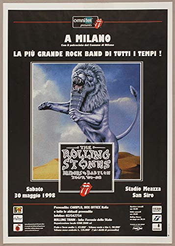 Rolling Stones Original 1998 Bridges To Babylon Italian Concert Poster
