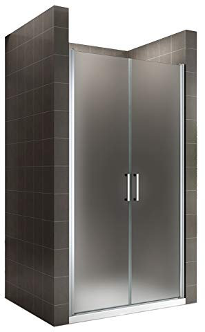 i-flair Duschtür LARA 95x195 cm Verstellbereich von 95-98 cm, Höhe: 195 cm, Duschabtrennung aus 6 mm satiniertem ESG Sicherheitsglas mit Nanobeschichtung und Edelstahlgriffen – NF