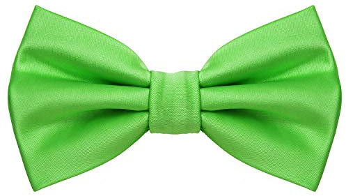 MASADA Herren Fliege Apfelgrün Seidenlook, stufenlos verstellbar, handgefertigt, Hakenverschluss - 12 x 6 cm 100% Polyester