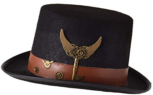 GRACEART Steampunk Top Hat for Women Gears for Men with Removable Goggle