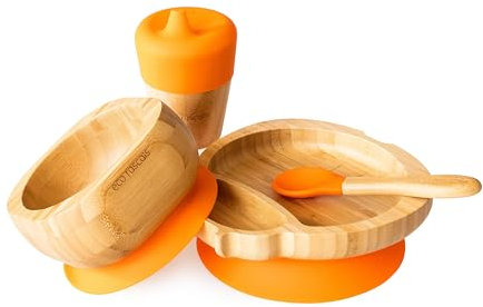 eco rascals 793591755830 Plato Infantil, Bambú, Naranja