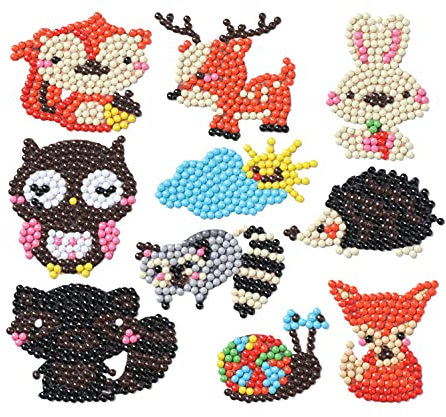 Diamond Painting Stickerset, Motiv Waldtiere, Bastelset zum Gestalten von Aufklebern mit Glitzersteinchen, für Kinder ab 5 Jahren