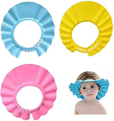 3 Pezzi Cappello Doccia Bambini, Doccia Cap per Bambino, cuffie per la doccia regolabili per impedire all'acqua di fluire verso gli occhi e il viso