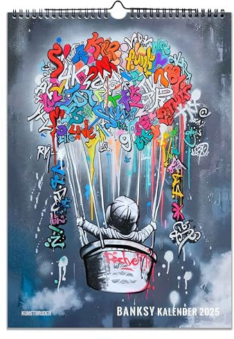 Banksy Kalender 2026 A2 hochkant, Wandkalender in XXl Format mit den schönsten street art Bildern - Jahreskalender Banksys Graffiti Wohnzimmerkalender Bürokalender2026 (Streetart)