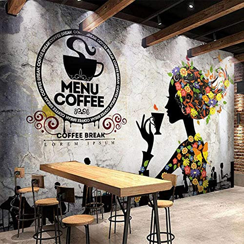Fototapete 3D Stereo Backsteinmauer Café Teeladen Wandbilder Restaurant Ktv Bar Hintergrund Wanddekor 3D Wasserdichter Aufkleber 430cm (L) × 300cm (H)
