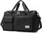 Suruid Sac de Sport, Sac de Voyage pour Femme et Homme Grande Capacité avec Compartiment Chaussure Poche Humide et Manchon pour Chariot Léger et Portable Sac de Gym,Week-End,Fitness Noir