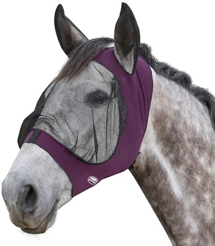Weatherbeeta - Pferde Augenschutz mit Ohren Deluxe, Stretch (Mini) (Violett/Schwarz)