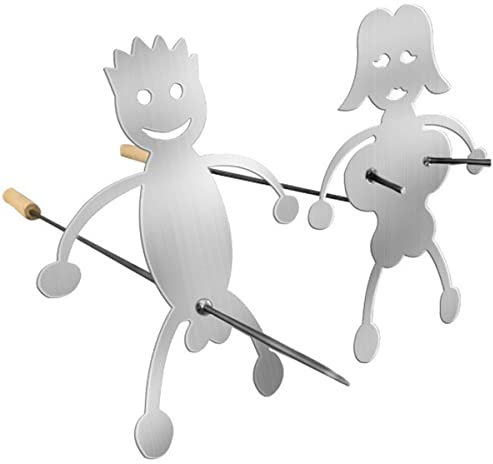 Funny Frauen Männer in Form eines Grills Gabeln aus Edelstahl Hot Dog und Marshmallow Röstststangen aus Metall Craft Skewer Stick Zubehör Grill für Schreinerei und Grill