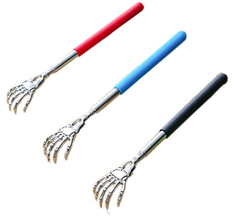 3 piezas Rascador de Espalda - Mango Telescópico Extensible Rascador de Cabeza-Masajeador Corporal - 21-58cm