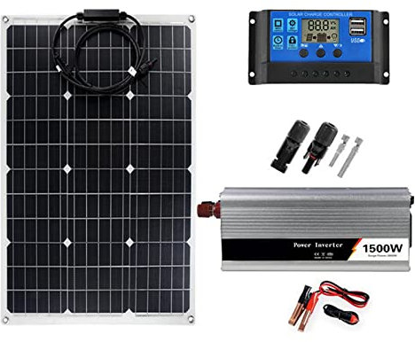 QAZNHODDS Panel Solar Flexible 300W 12V, Placa Solar De Alta Eficiencia para Autocaravana, Techo, Caravana, Barco Y Superficies Desparejas,with 30a Controller