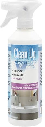 Metacril Clean Up + Vaporizzatore, Detergente a pH Neutro, per Superfici Delicate in Corian, Mineralmarmo, Marmo e Pietre Naturali - 500 ML